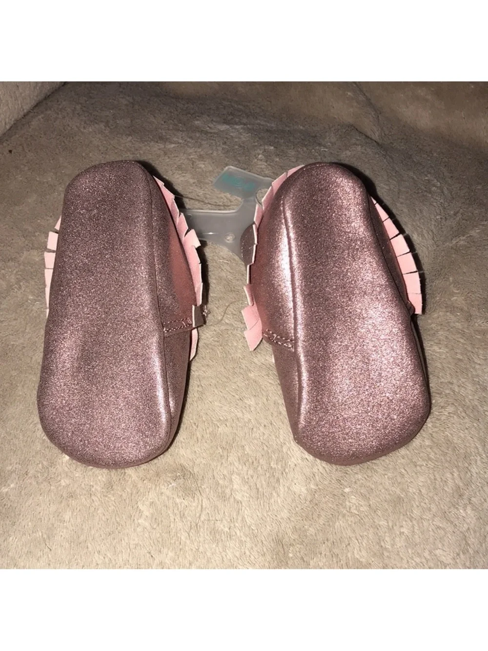 Target Metallic Rose Gold Moccasin Shoes with Fringe - 6-9M